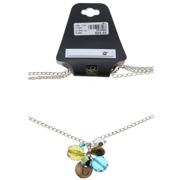 Peacock Feathers Statement-Neck NWT Silver & Multi - Picture 4 of 4